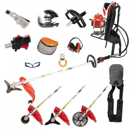 Motocoasa pe benzina tip rucsac Micul Fermier BC430KF, 4.76 Cp, 43 CC, 7 acc. incluse + Accesoriu taiat crengi 26mm*9T [10]