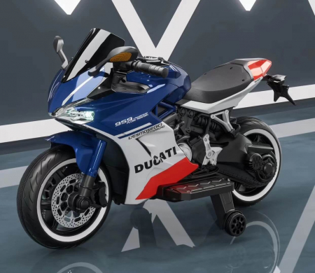 Jucarii, Copii & Bebe - Motor electric pentru copii 3-7ani, 2 motoare, 21V7Ah, roti din spuma EVA, sezut din piele, model 959, Albastru