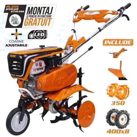 Motocultoare - Motosapa ruris 7500acc4 + roti cauciuc 4.00-8+plug+adaptor+roti metalice 350 fara manicot
