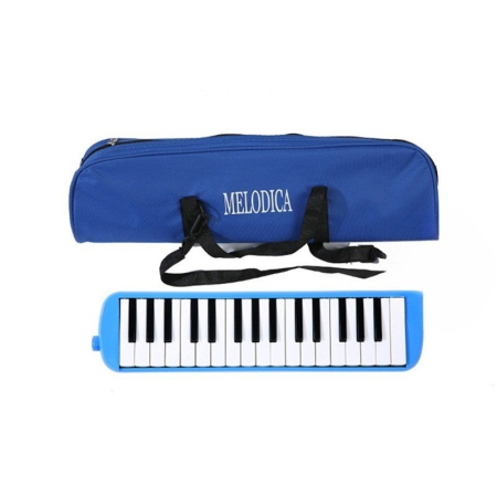 Jucarii, Copii & Bebe - Lichidare Muzicuta Melodica 32 Clape, Flippy, din ABS, pentru Incepatori, 45 x 13 x 7 cm, Include Husa si Suflator, Albastru