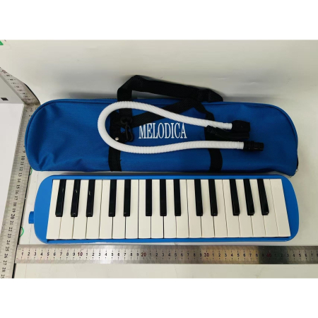 Muzicuta Melodica 32 Clape, Flippy, din ABS, pentru Incepatori, 45 x 13 x 7 cm, Include Husa si Suflator, Albastru [1]