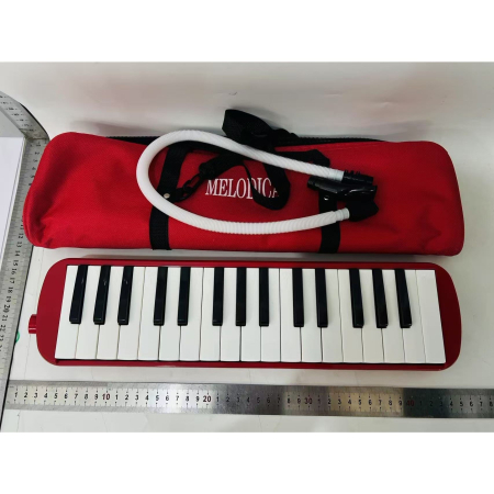Muzicuta Melodica 32 Clape, Flippy, din ABS, pentru Incepatori, 45 x 13 x 7 cm, Include Husa si Suflator, Rosu [2]