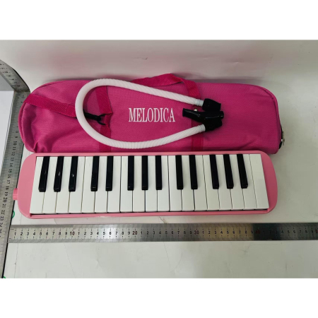 Muzicuta Melodica 32 Clape, Flippy, din ABS, pentru Incepatori, 45 x 13 x 7 cm, Include Husa si Suflator, Roz [3]