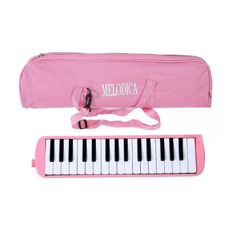 Jucarii, Copii & Bebe - Muzicuta Melodica 32 Clape, Flippy, din ABS, pentru Incepatori, 45 x 13 x 7 cm, Include Husa si Suflator, Roz