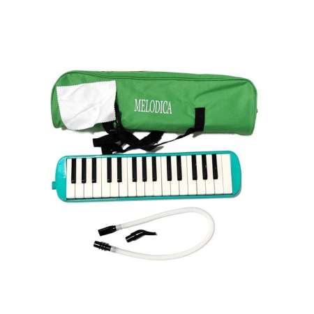 Jucarii, Copii & Bebe - Muzicuta Melodica 32 Clape, Flippy, din ABS, pentru Incepatori, 45 x 13 x 7 cm, Include Husa si Suflator, Verde