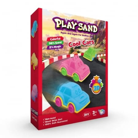 Jucarii, Copii & Bebe - Nisip kinetic Play Sand - Masini de curse, 25 x 19 x 5 cm