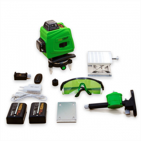Nivela Laser Procraft LE-4G, fascicul verde, 2 acumulatori /4Ah, telecomanda, accesorii suport [0]