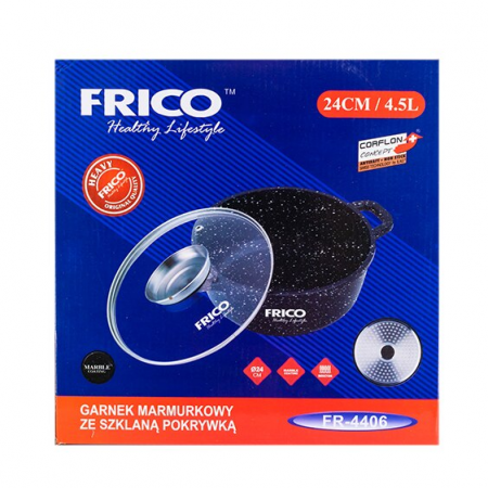 Oala aluminiu marmurat, diametru 24cm, capacitate 4.5L, culoare negru, capac de sticla [2]