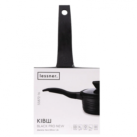 Oala din aluminiu cu interior marmorat cu coada si capac din sticla termorezistenta, 1.5L, 55872-16 [2]