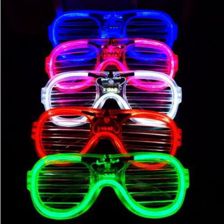 Ochelari de Petrecere cu LED, Flippy, Model Grilaj, din Plastic, 3 Moduri de Iluminat, Marime Universala, Multicolor [4]