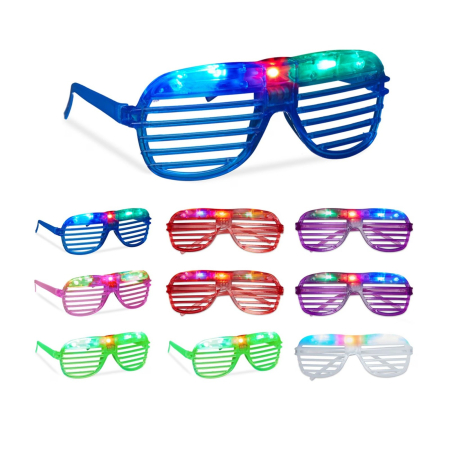 Sub 99 Lei - Ochelari de Petrecere cu LED, Flippy, Model Grilaj, din Plastic, 3 Moduri de Iluminat, Marime Universala, Multicolor