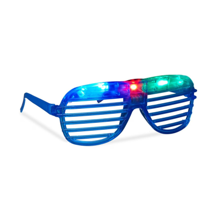 Ochelari de Petrecere cu LED, Flippy, Model Grilaj, din Plastic, 3 Moduri de Iluminat, Marime Universala, Multicolor [6]