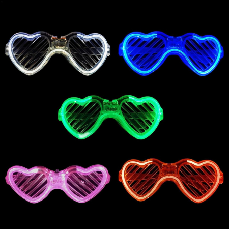 Ochelari de Petrecere cu LED, Flippy, Model Inima, din Plastic, 3 Moduri de Iluminat, Marime Universala, Multicolor [5]