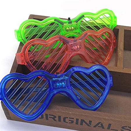 Ochelari de Petrecere cu LED, Flippy, Model Inima, din Plastic, 3 Moduri de Iluminat, Marime Universala, Multicolor [3]