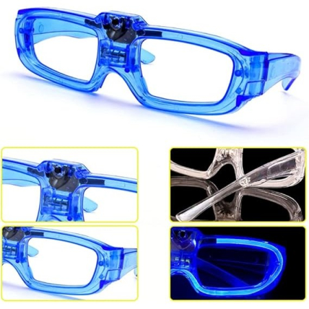 Ochelari de Petrecere cu LED, Flippy, Model Neon, din Plastic, 3 Moduri de Iluminat, Marime Universala, Multicolor [7]
