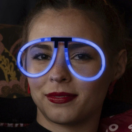 Ochelari Decorativi, Flippy, din Plastic, Fluorescenti, Accesoriu Petrecere, Albastru [2]