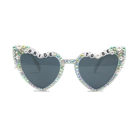 Sub 99 Lei - Ochelari Decorativi, Flippy, Model Bride to Be, cu Perle si Diamante, pentru Nunta, din PC, 15.3 x 5.7 x 14.5 cm, Alb