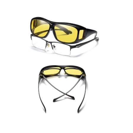 Ochelari pentru Viziune pe Timp de Noapte, Flippy, Polarizati, pentru Condus, Ciclism, cu Posibilitatea Purtarii peste Ochelarii de Vedere, cu Lentila Galbena, pentru Protectie, Rama Neagra, Pc, 15x5  [4]