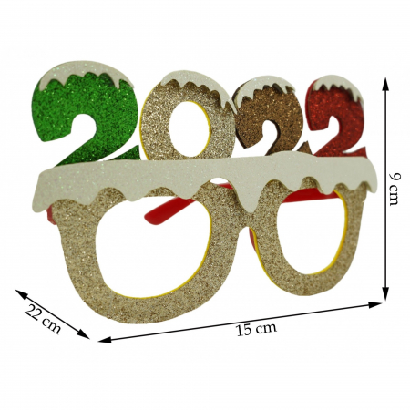 Ochelari petrecere de Revelion, 2022, Bej, din Plastic si Poliester, Flippy [3]
