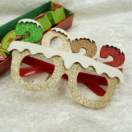 Ochelari petrecere de Revelion, 2022, Bej, din Plastic si Poliester, Flippy [5]