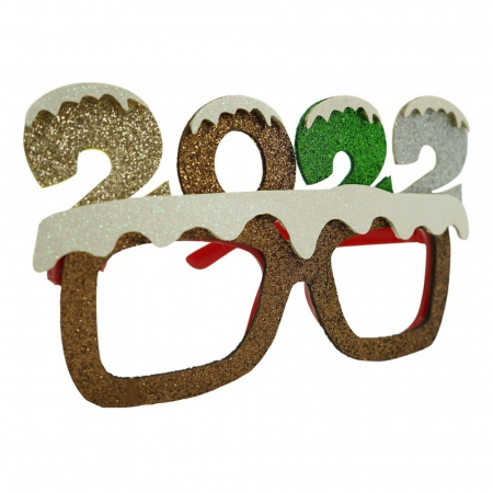 Decoratiuni, ornamente si articole Craciun - Ochelari petrecere de Revelion, 2022, Maro, din Plastic si Poliester, Flippy