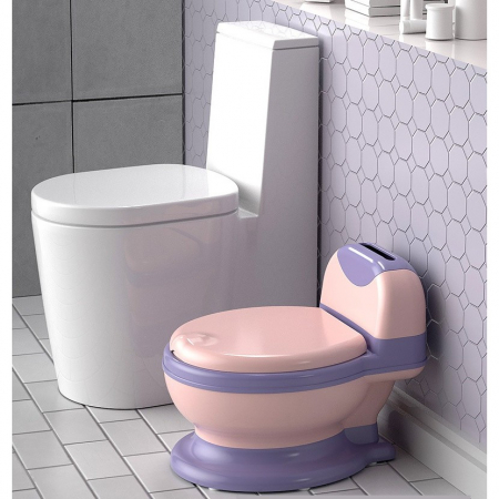 Olita Bebelusi, Flippy, pentru Copii 1 - 8 Ani, Model Toaleta Adulti, Colac Moale PVC, Compartiment Detasabil, Cutie Depozitare Hartie, 34 x 32 x 19 cm, Roz/Mov [1]