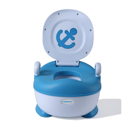 Olita pentru Copii, Flippy, +1an, Portabila, Design cu Ancora, cu Capac, Model Prietenos, Non-Toxic, Compartiment Detasabil, cu Manere, cu 4 Picioare, Usor de Curatat, 46*33*32 cm, Albastru [5]
