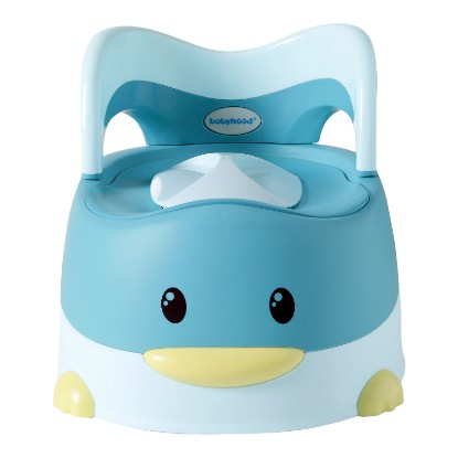 Olita pentru Copii, Flippy, +6 luni, Detasabila, cu Capac, Antiderapanta, din Plastic, Colac Moale, Model Ratusca, 38x32x30 cm, Albastru [3]