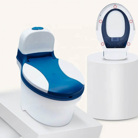 Jucarii, Copii & Bebe - Olita portabila pentru copii cu bazin si cutie pentru depozitare, Capac moale din spuma, Bleumarin