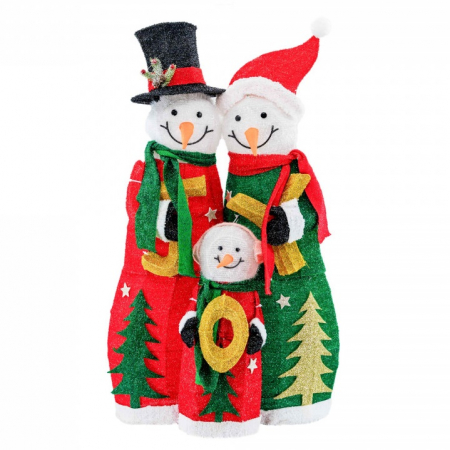 Familie oameni de zapada pe cadru de sarma si material textil si leduri, dimensiune 60x28x100cm, 130 led-uri lumina calda,cu jocuri de lumini, alimentare la priza, MI-703 [1]