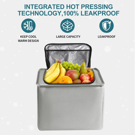 Organizator Auto pentru Portbagaj, Flippy, Model Pliabil, din Panza, cu Geanta Termoizolanta Detasabila, 3 Compartimente, Curele Ajustabile, 90 x 35 x 30 cm, Gri [2]