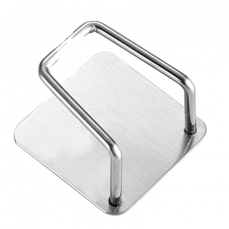 Ustensile de bucatarie - Organizator bucatarie Flippy cu adeziv, carlig-suport pentru burete, accesorii bucatarie, 5x5x3,5 cm, otel inoxidabil, gri