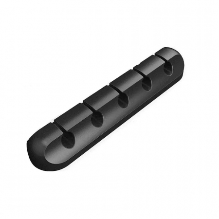 GSM - Organizator Cabluri, Flippy, Cable Clips, Fixare Dublu Adeziv, Silicon, 5 Sloturi, Negru
