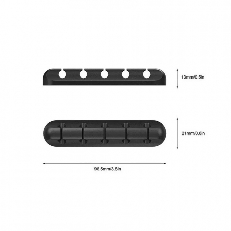Organizator Cabluri, Flippy, Cable Clips, Fixare Dublu Adeziv, Silicon, 5 Sloturi, Negru [4]