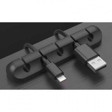 Organizator Cabluri, Flippy, Cable Clips, Fixare Dublu Adeziv, Silicon, 5 Sloturi, Negru [3]