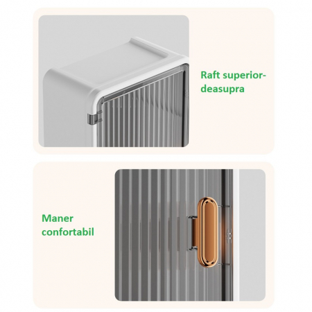 Lichidare Organizator Cosmetice, Flippy, Montare pe Perete fara Perforare, 36.5x10.9x20 cm, din PP si ABS, Alb-Negru, Usa Transparenta [4]