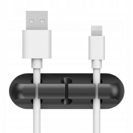 Organizator de Cabluri, Flippy, Autoadeziv, Multifunctional, 3 Locuri de Suport, 6.4x2.2cm, Negru [3]