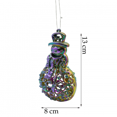 Ornament brad de Craciun, Iridescent, in forma de Om de zapada, 8 cm x 13 cm, Plastic, Flippy [5]