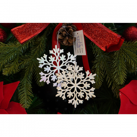 Ornament brad de Craciun, Perlat, in forma de Fulg de nea, 10 cm x 10 cm, Plastic, Flippy [3]
