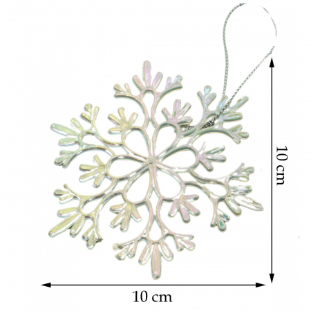 Ornament brad de Craciun, Perlat, in forma de Fulg de nea, 10 cm x 10 cm, Plastic, Flippy [5]