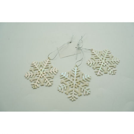 Ornament brad de Craciun, Perlat, in forma de Fulg de nea, 8 cm x 8 cm, Plastic, Flippy [8]