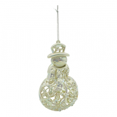 Decoratiuni, ornamente si articole Craciun - Ornament brad de Craciun, Perlat, in forma de Om de zapada, 8 cm x 13 cm, Plastic, Flippy
