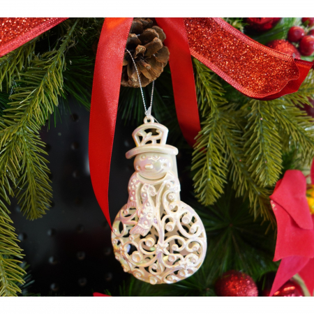 Ornament brad de Craciun, Perlat, in forma de Om de zapada, 8 cm x 13 cm, Plastic, Flippy [1]