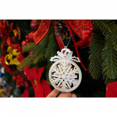 Ornament brad de Craciun, Perlat, Rotund, 8 cm x 11 cm, Plastic, Flippy [2]