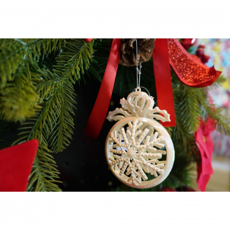 Ornament brad de Craciun, Perlat, Rotund, 8 cm x 11 cm, Plastic, Flippy [1]