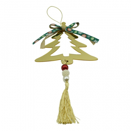 Decoratiuni, ornamente si articole Craciun - Ornament brad, Flippy, Brad, Auriu, Lucios, 15*28CM, Acril, Interior/ Exterior