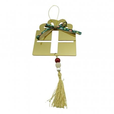 Decoratiuni, ornamente si articole Craciun - Ornament brad, Flippy, Cadou, Auriu, Lucios, 16*28CM, Acril, Interior/ Exterior