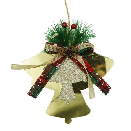 Casă și camping - Ornament brad, Flippy, Clopotei, Auriu, Lucios, 16*17CM, Acril, Interior/ Exterior