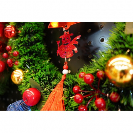 Ornament brad, Flippy, Clopotel, Om de zapada, Rosu, Lucios, 10*28CM, Acril, Interior/ Exterior [8]