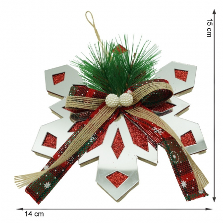 Ornament brad, Flippy, Fulg de nea, Argintiu, Lucios, 14*15CM, Acril, Interior/ Exterior [10]